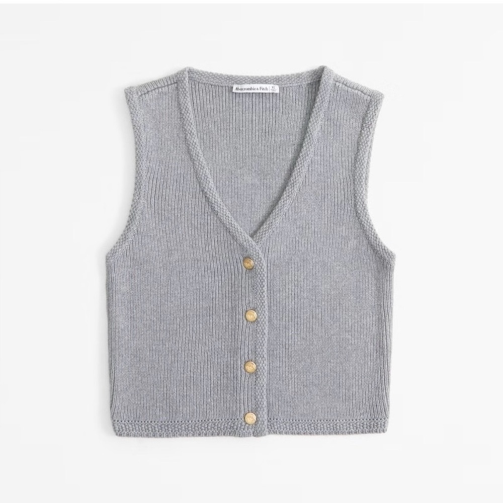 Abercrombie & Fitch Gray Mara Button-Up SweaterVest
